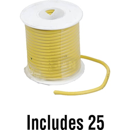 Aftermarket Primary Wire, GPT, 16 AWG, Copper, Yellow, PVC Jacket, Stranded 600-16009-25-JN